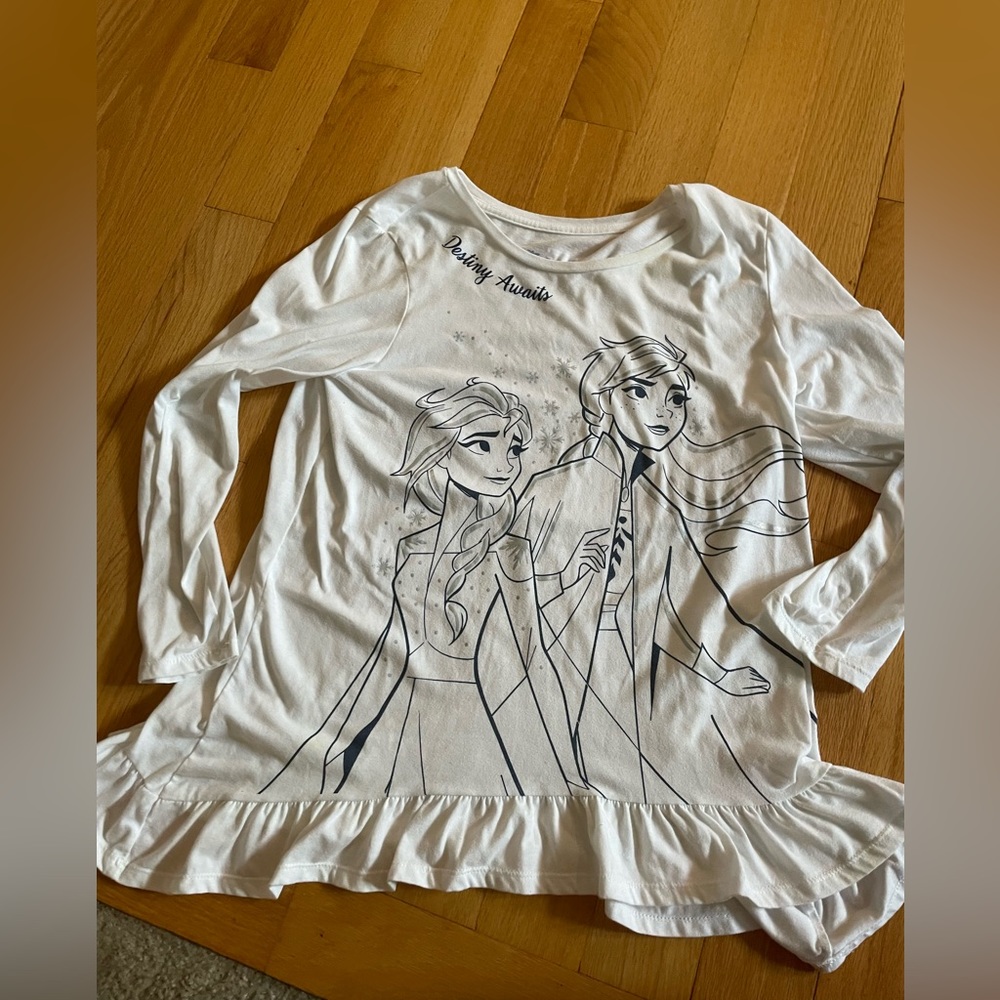 Justice Frozen long sleeve shirt with ruffle bottom